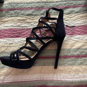 Black suede-ish Size 10 strapped sandals